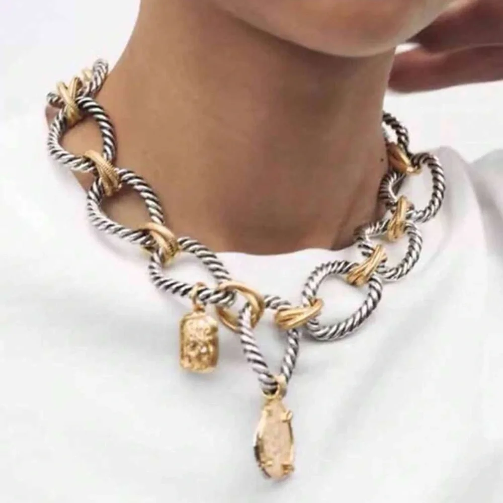 New! Mixed Metal Coin Charm Necklace (1059) NWOT